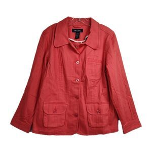 NWT Denim & Co. Button-Up Denim Jacket Women's Size‎ M Pink Long Sleeves